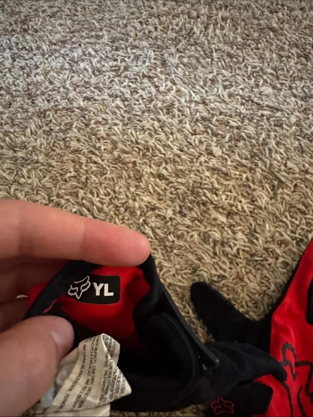 Fox Red and Black Kids Bike Racing Gloves - Youth Large